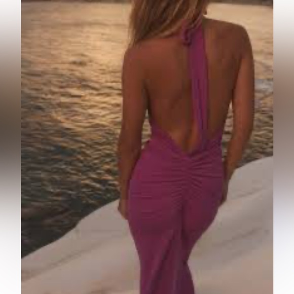 Zara Ruched Halter Dress Small Pink Blogger Fav - Picture 2 of 4